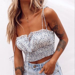 Princess Polly Benita Top. White/Blue. Size US 8 (fits like a medium) never worn